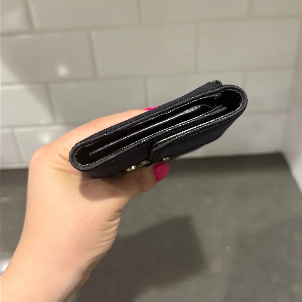 Christian Dior Compact Black Nylon & Leather Wallet